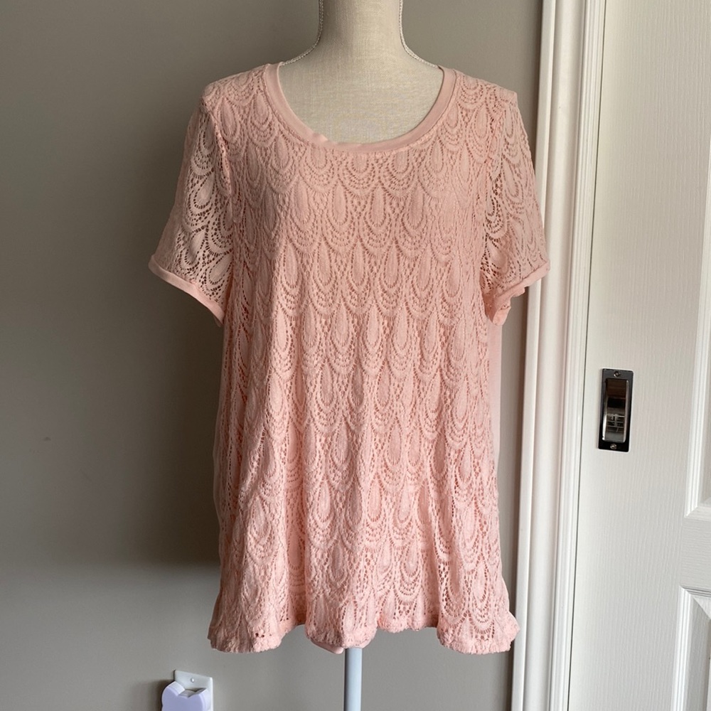 Iseala - Baby Pink Lace Tee with Zipper